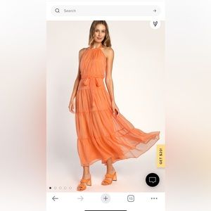 NWT Tiers to Style Orange Tiered Halter Maxi Dress